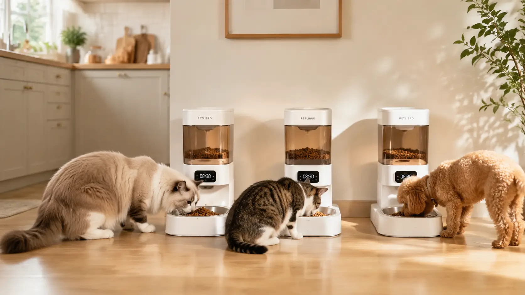 automatic pet feeder worth it - dog and cat eating together